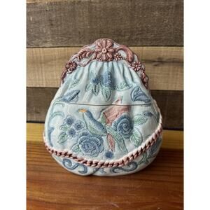 Vintage Int'l Art Purse Birds Flowers Cookie Jar